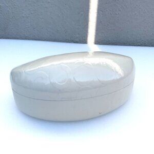 Coach White Leather Signature Logo Clamshell Eyeglass Case With Brown Interior